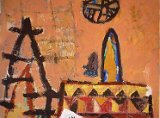 2 Geschichten aus Afrika | 2010 | Djenne | 130x110 | Acryl, Collage, Stoff auf Nessel